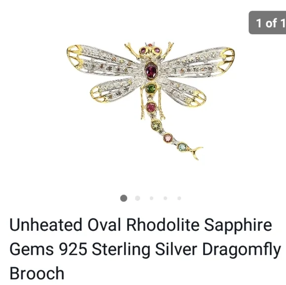 Genuine Multi Gemstone Dragonfly Brooch